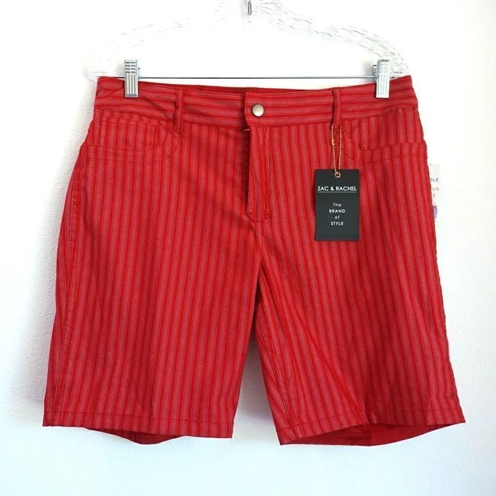Zac & Rachel Reversible Shorts Red Red Stripe Size 10 NWT